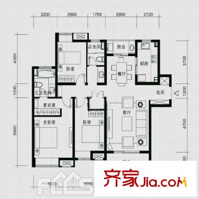 正龍豪園 3室 戶(hù)型圖