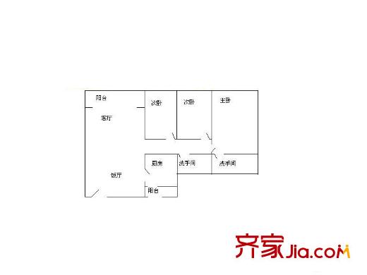虎門北柵私宅戶型圖私宅 3室 戶型圖 3室2廳2衛(wèi)1廚
