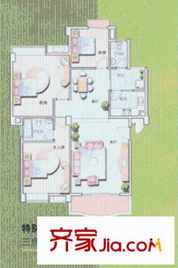 美地芳鄰戶型圖3室2廳2衛(wèi)1廚