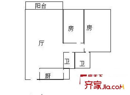 虎門新苑東區(qū) 2室 戶型圖