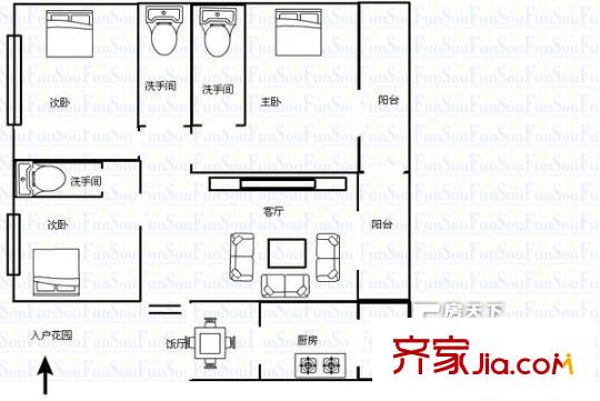 虎門新苑東區(qū) 3室 戶型圖