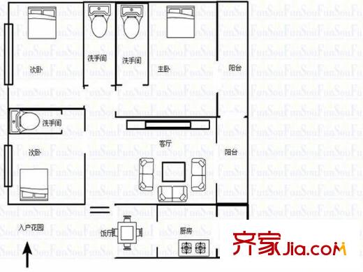 聯(lián)盛樓 3室 戶型圖