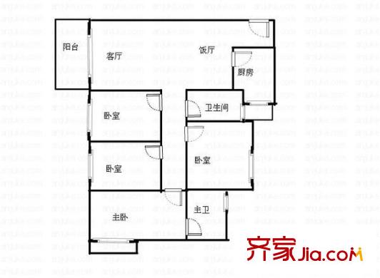 金豐花園(萬江)戶型圖萬江金豐花園 4室 戶型圖 4室2廳1衛(wèi)1廚