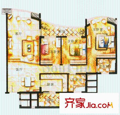 美地芳鄰 3室 戶型圖
