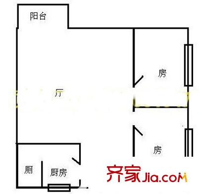豪畔廣場戶型圖戶型 2室2廳2衛(wèi)1廚