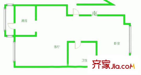 豪畔廣場戶型圖戶型2 1室1廳1衛(wèi)1廚