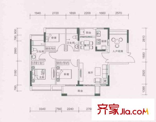 金牛大廈 3室 戶型圖