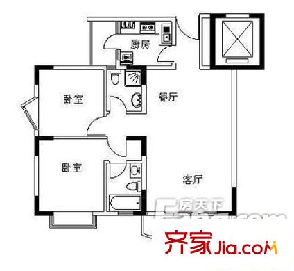 金升國際公寓 2室 戶型圖