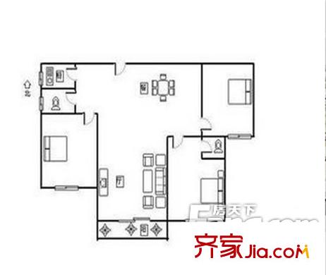 樟木頭老市場(chǎng)散盤(pán) 3室 戶型圖