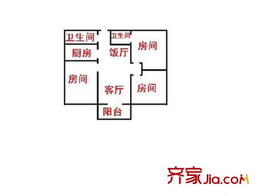 自來水宿舍 3室 戶型圖