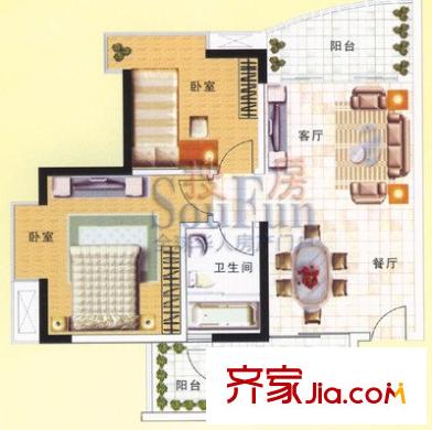 紫荊花園六期 2室 戶型圖