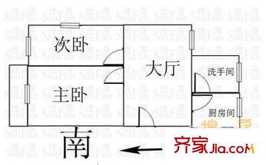 紅棉路小區(qū)  2室 戶型圖