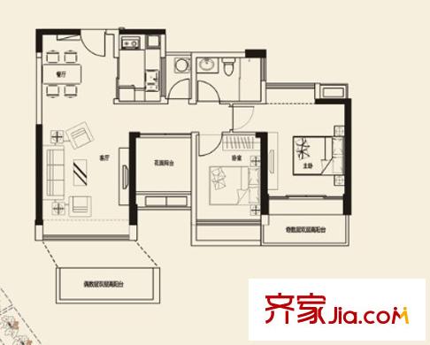 紅棉路小區(qū)  3室 戶型圖