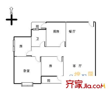 高平方米住宅  3室 戶型圖