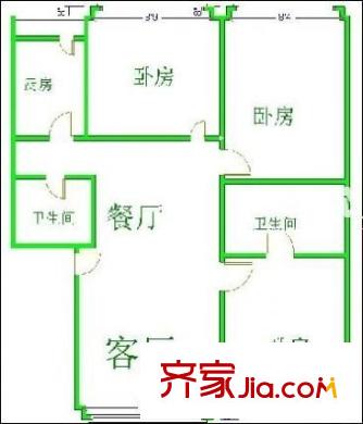 紫荊花園六期 3室 戶型圖