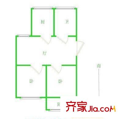 紅棉路小區(qū)  2室 戶型圖