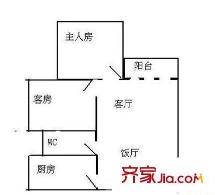 皇城廣場戶型圖戶型 2室2廳1衛(wèi)1廚