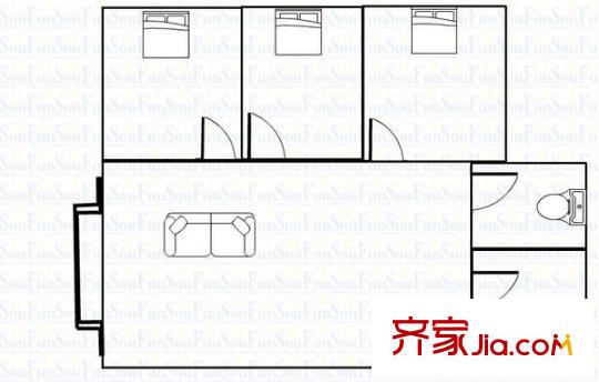 泰盛花園 3室 戶型圖