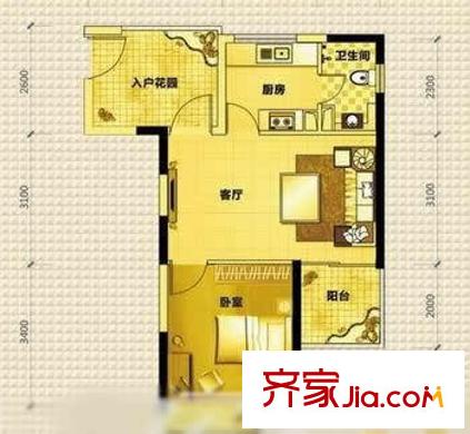 泰盛花園  1室 戶型圖