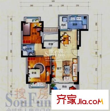 東方建材城 2室 戶型圖