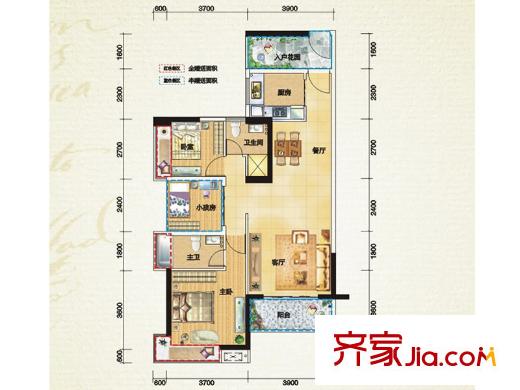 偉隆國(guó)際花園戶型圖1棟02、03戶型 2室2廳2衛(wèi)1廚