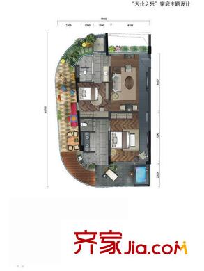 雙月灣檀悅豪生度假酒店戶型圖雙月灣溫德姆豪生渡假酒店 2室 戶型圖 2室1廳1衛(wèi)1廚