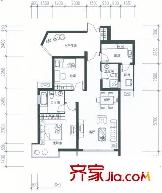 盛世8號(hào)戶型圖一單元/二單元03戶型 2室2廳2衛(wèi)