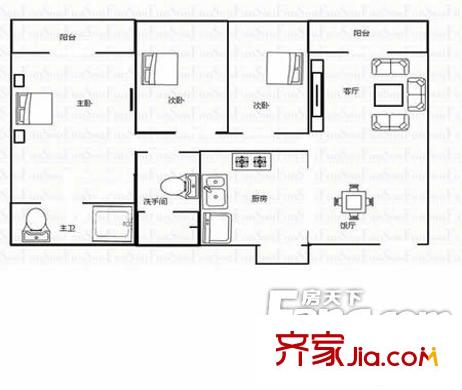 水岸新村 3室 戶型圖