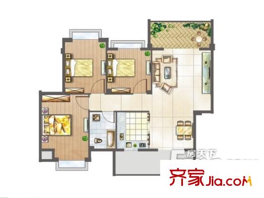 東莞 保晶麗園 3室 戶型圖