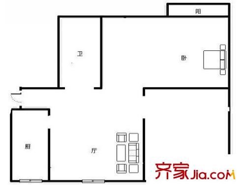 保障局宿舍戶型圖戶型3 1室1廳1衛(wèi)1廚