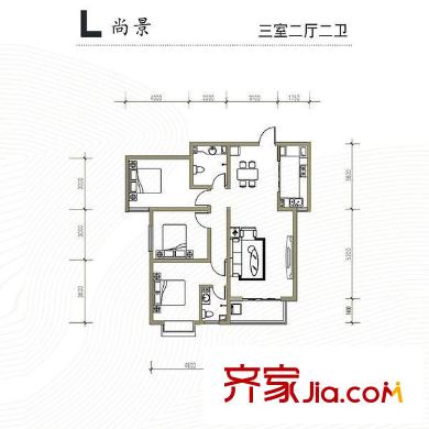 雙月灣檀悅豪生度假酒店戶型圖雙月灣溫德姆豪生渡假酒店 3室 戶型圖 3室2廳2衛(wèi)1廚