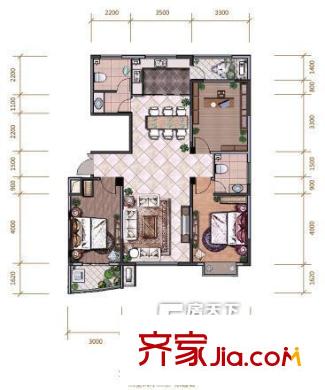雙月灣檀悅豪生度假酒店戶型圖雙月灣溫德姆豪生渡假酒店 3室 戶型圖 3室2廳2衛(wèi)1廚