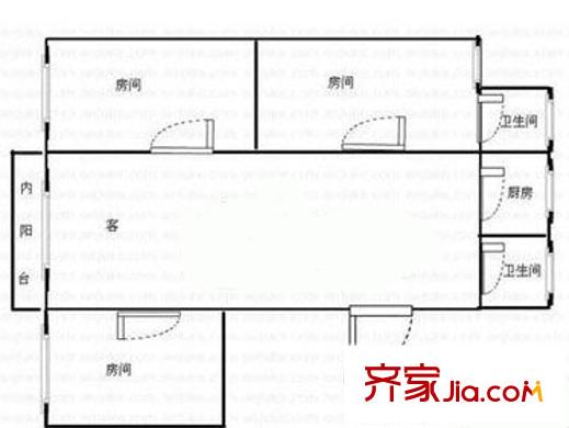 保障局宿舍戶型圖戶型5 3室2廳2衛(wèi)1廚