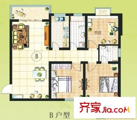 壩新苑戶型圖戶型 3室2廳2衛(wèi)1廚