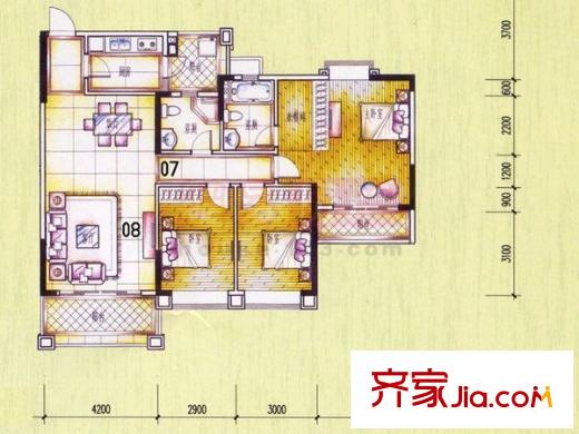 大悅城花園 3室 戶型圖