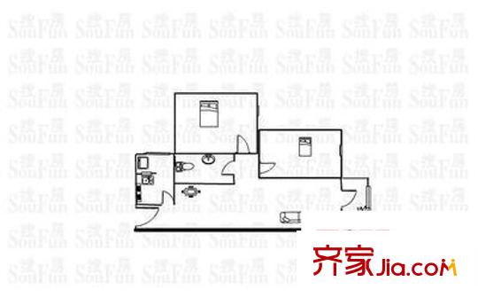 大朗工商銀行宿舍 2室 戶型圖