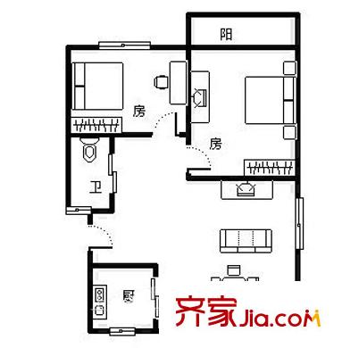 銀橋花園戶型圖戶型5 2室2廳2衛(wèi)1廚