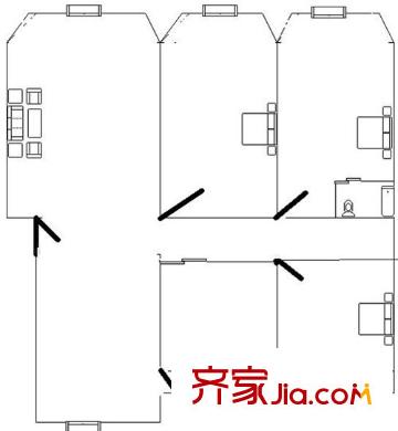 銀橋花園戶型圖戶型4 4室2廳2衛(wèi)1廚
