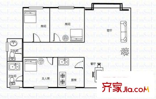 永和新村 3室 戶型圖