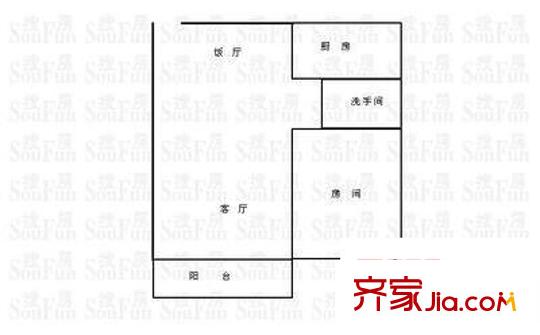 永和新村 1室 戶型圖
