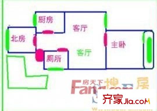 銀橋花園戶型圖戶型2 2室2廳2衛(wèi)1廚