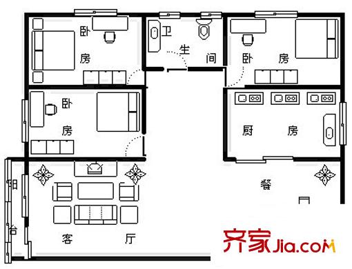 英聯(lián)新村 3室 戶(hù)型圖