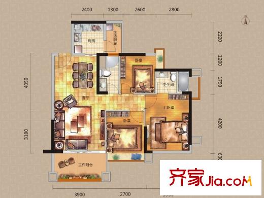 東港華府6#03戶型 3室2廳2衛(wèi)