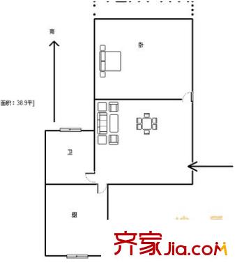 銀橋花園戶型圖戶型3 1室1廳1衛(wèi)1廚