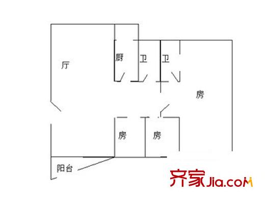 銀峰花園 3室 戶型圖