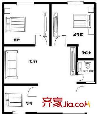 物資大廈戶型圖戶型 3室2廳2衛(wèi)1廚