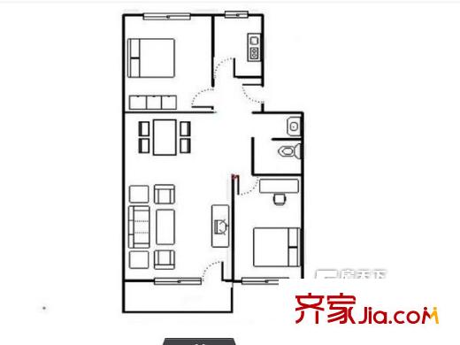 小塘博私宅 2室 戶型圖
