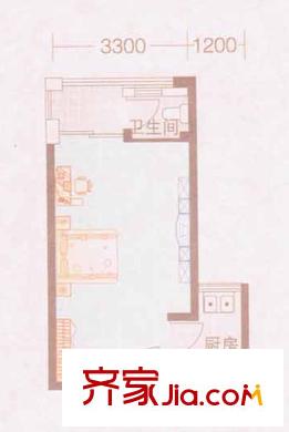 謝崗山水花城戶型圖A1棟1-3單元 1室1廳1衛(wèi)