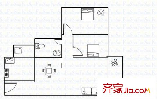 新苑街私宅 2室 戶型圖