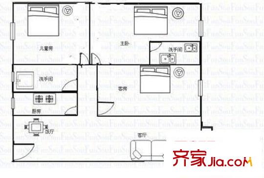 天星花園 3室 戶型圖